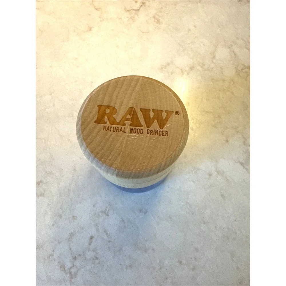 RAW Natural Wood Grinder x GR8TR 3pc BLUE GLASS 65mm Fine Grinder